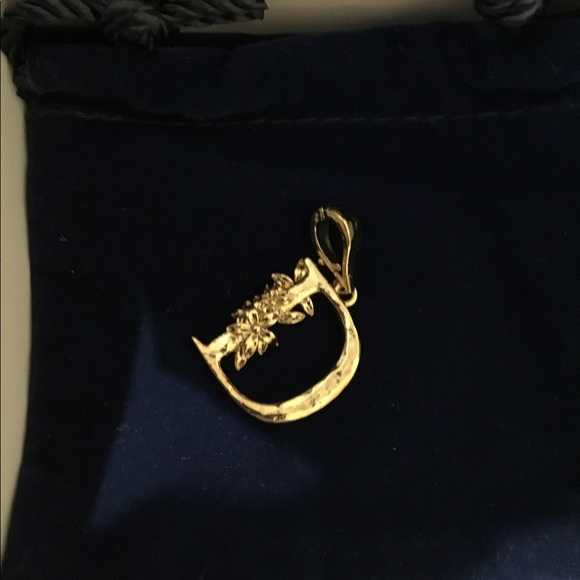 18K Gold Plated Toscana Italian Botonical Floral Initial D Enhancer Bail NWT - Picture 2 of 7
